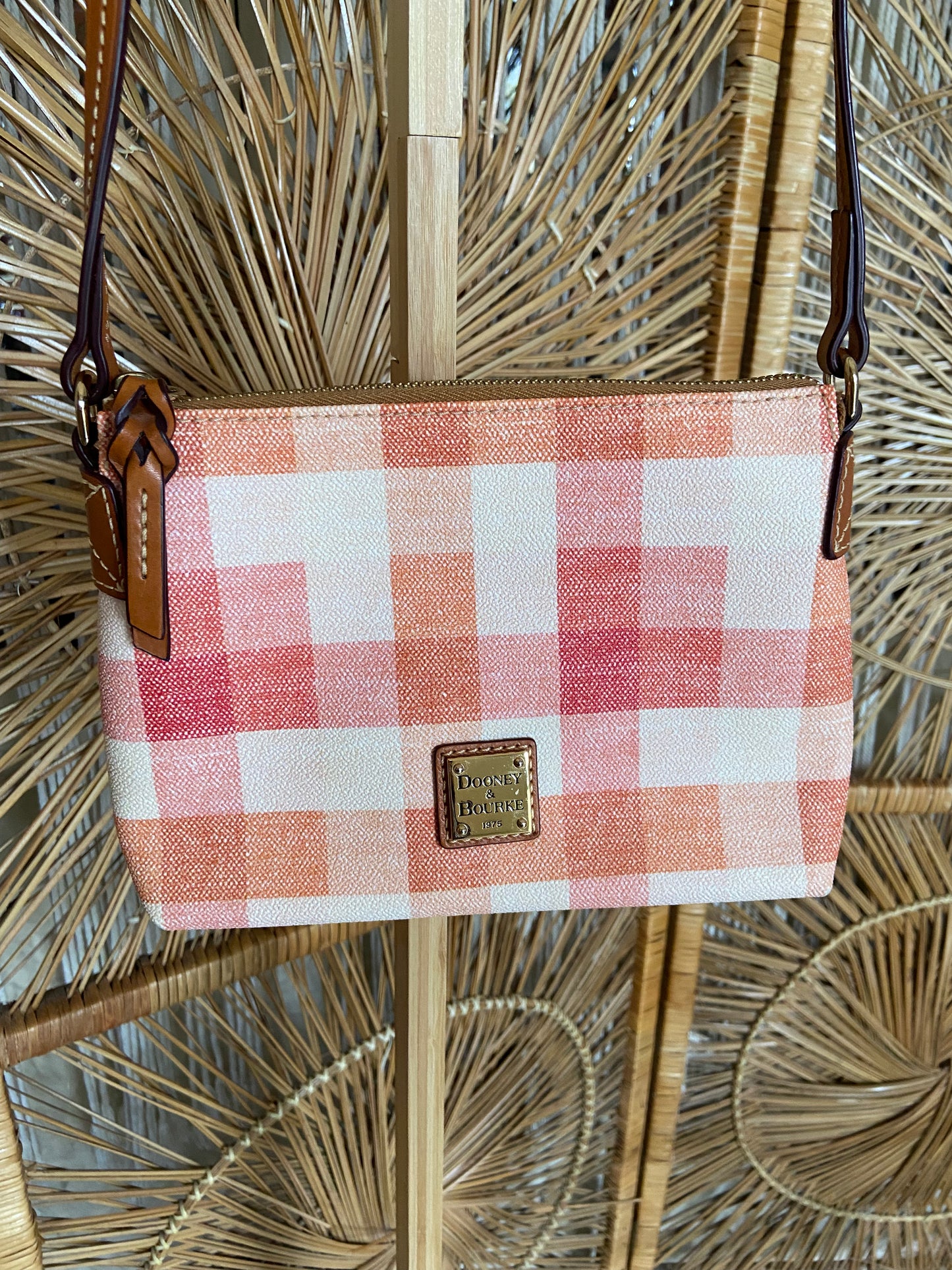 Dooney & Bourke Pink/Orange Checkered Crossbody