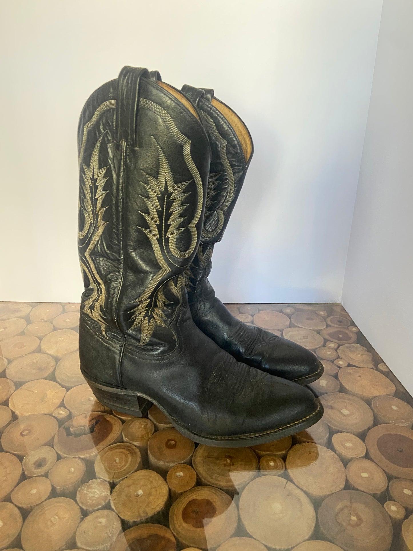 Tony Lama Mens Black Western Leather Cowboy Boots