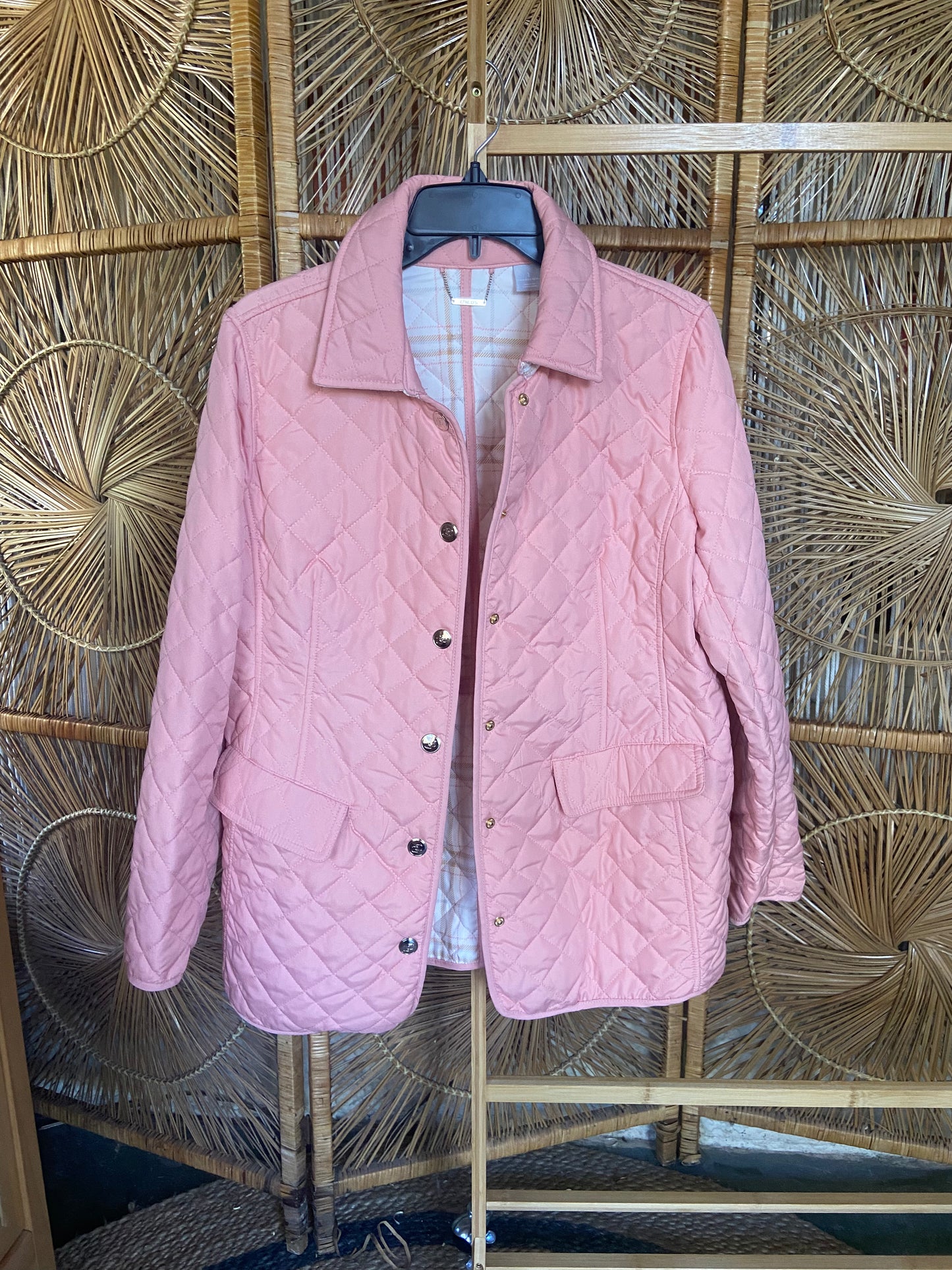 Chicos Quilted Pink Barn Jacket Size