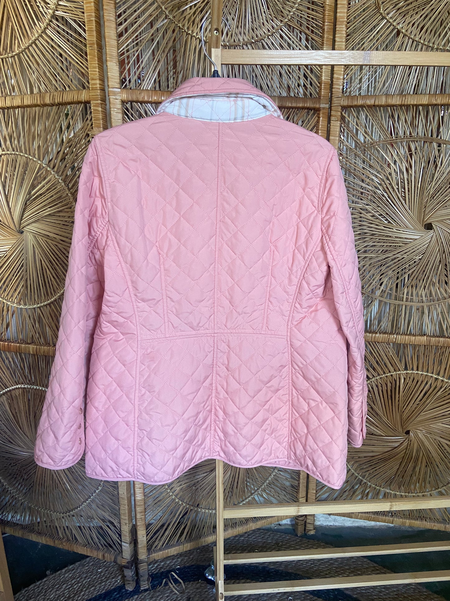 Chicos Quilted Pink Barn Jacket Size