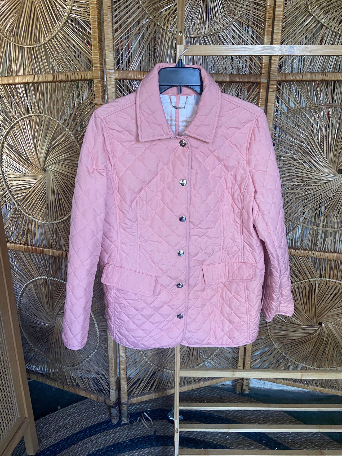 Chicos Quilted Pink Barn Jacket Size