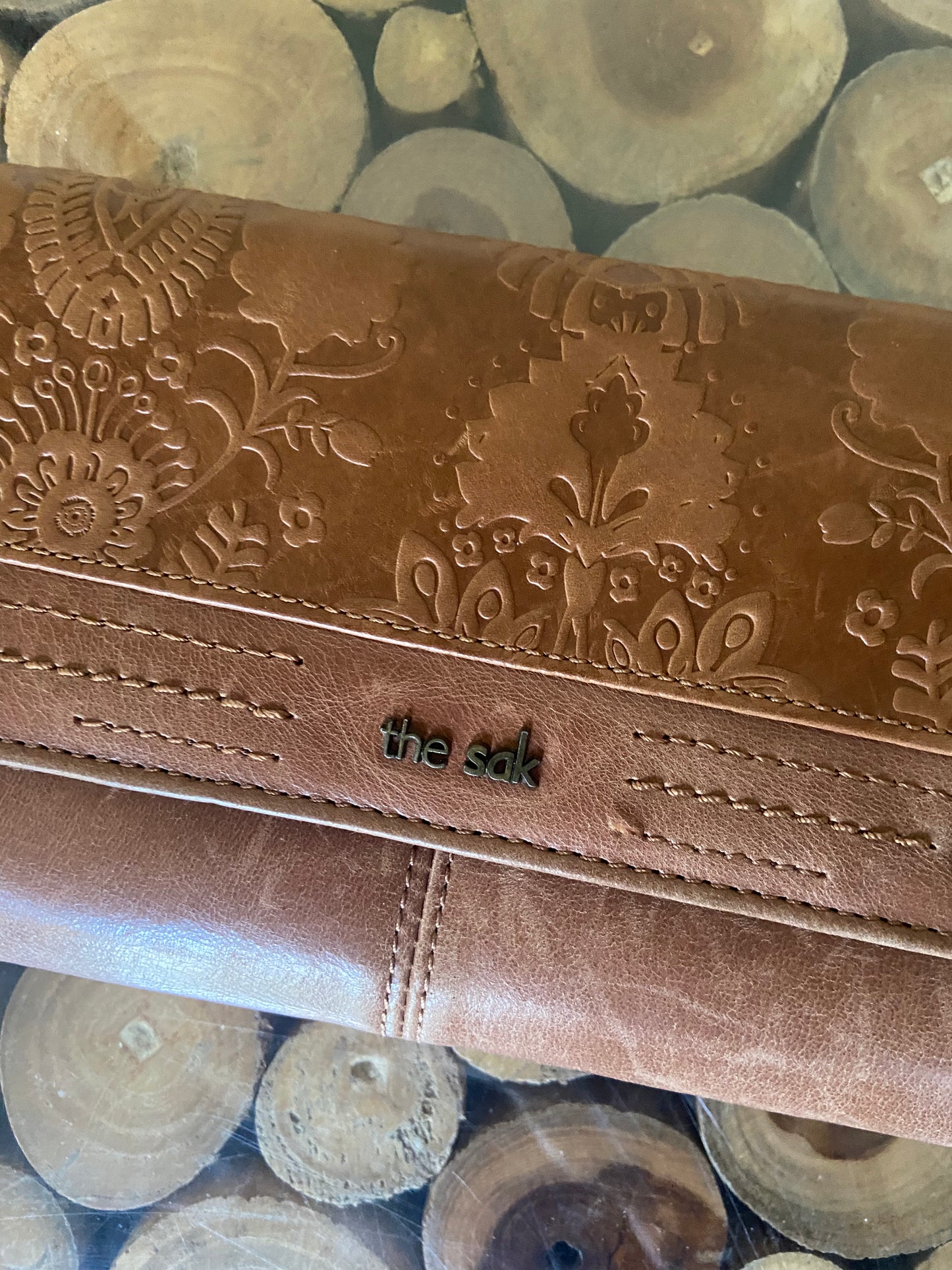 The Sak Sequoia Brown Floral Embossed Leather Wallet