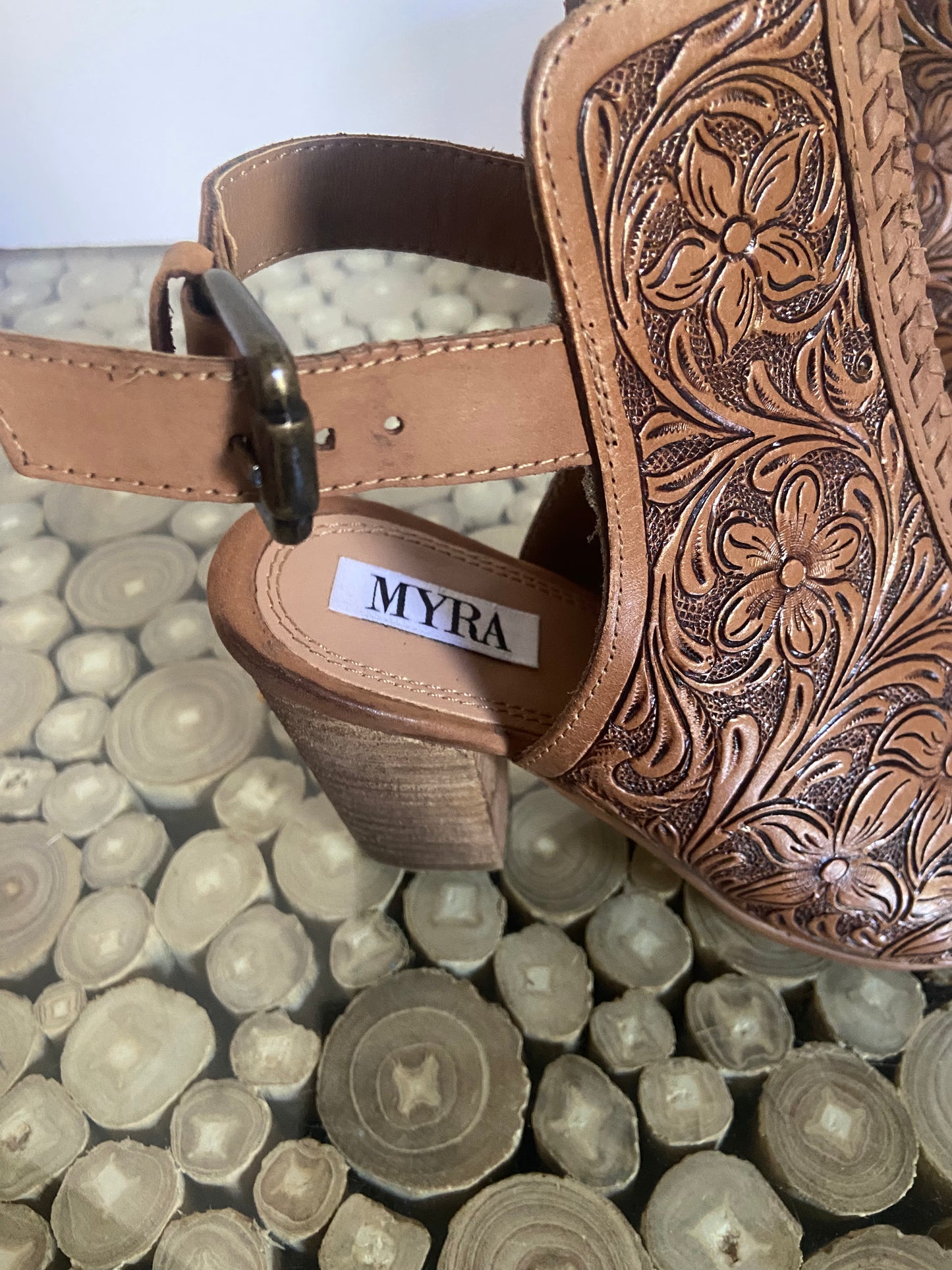 Myra Monika Western Tooled Leather Heels