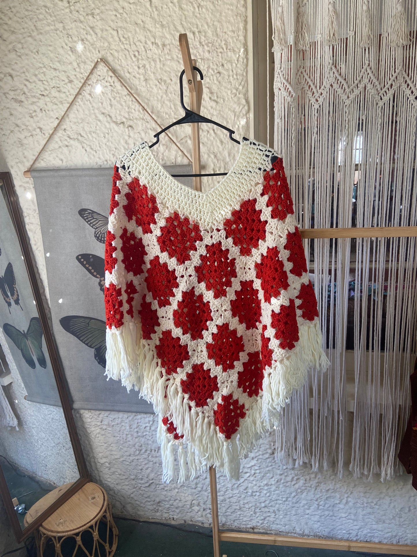 Hand Crocheted Granny Square Poncho