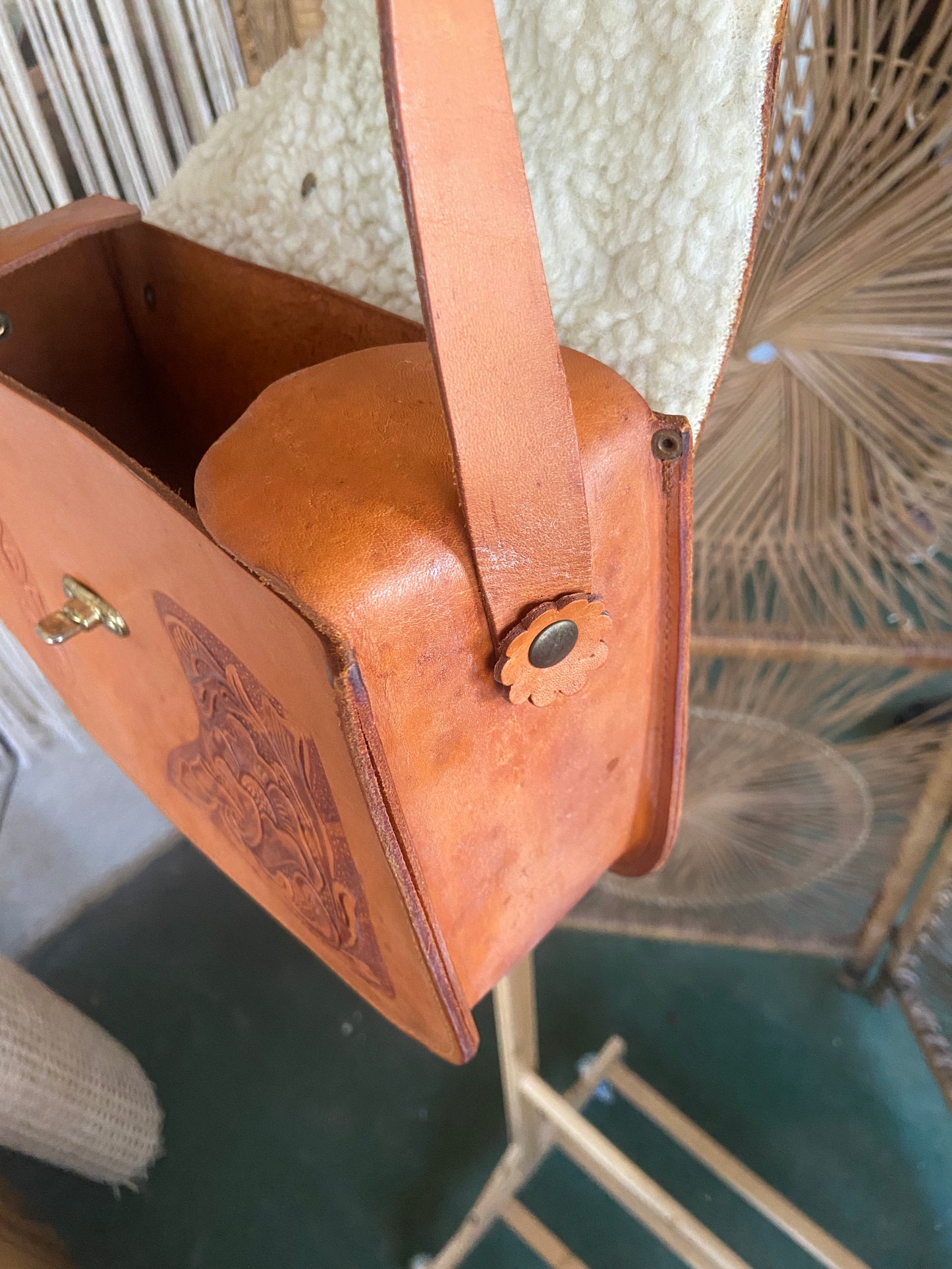 Tooled Leather Saddle Purse