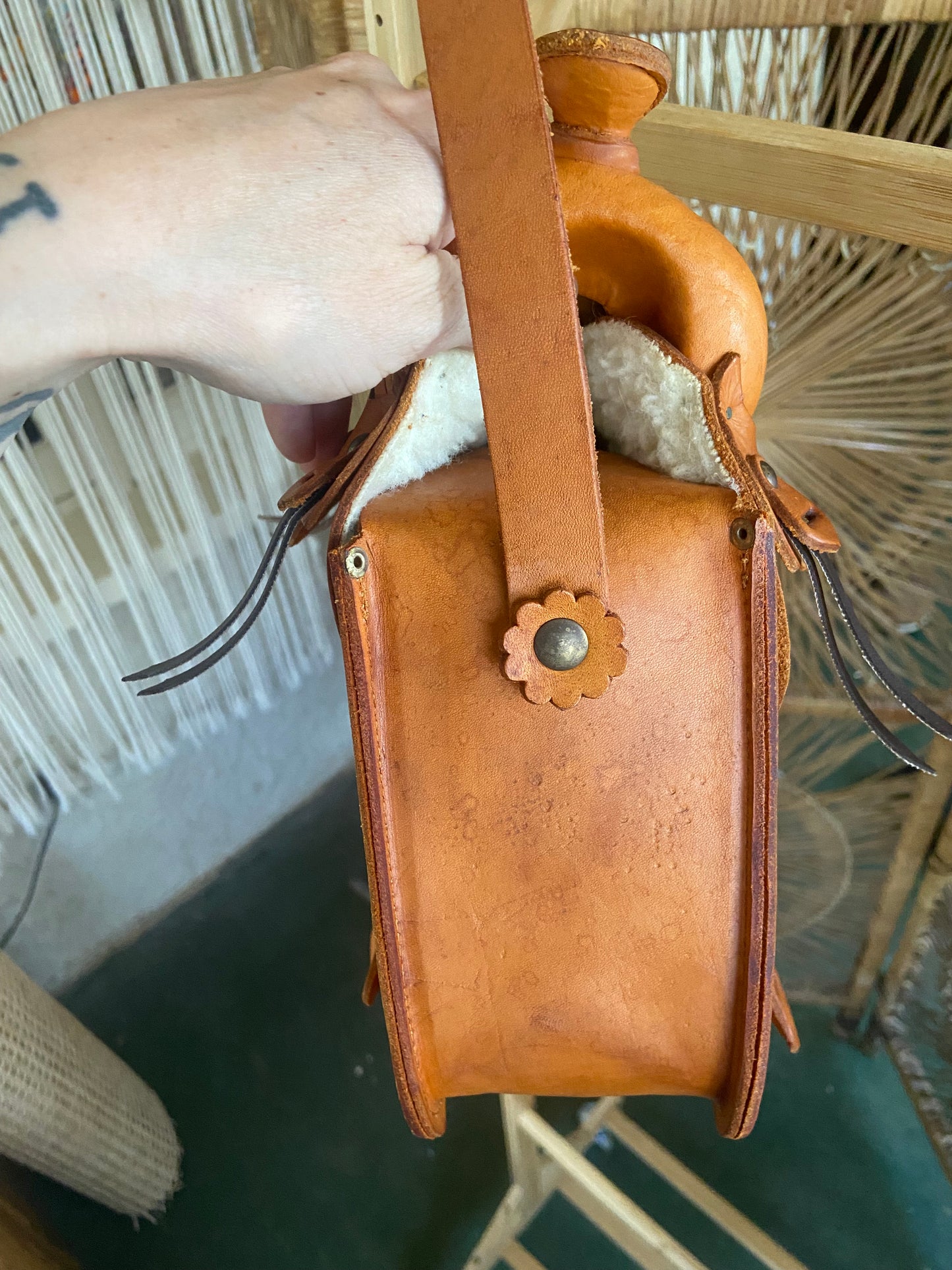 Tooled Leather Saddle Purse