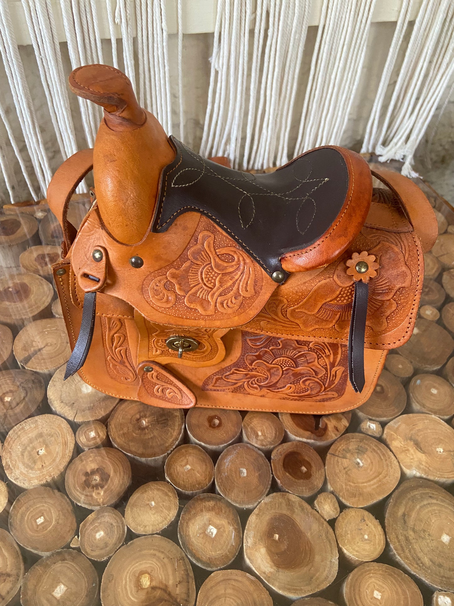 Tooled Leather Saddle Purse