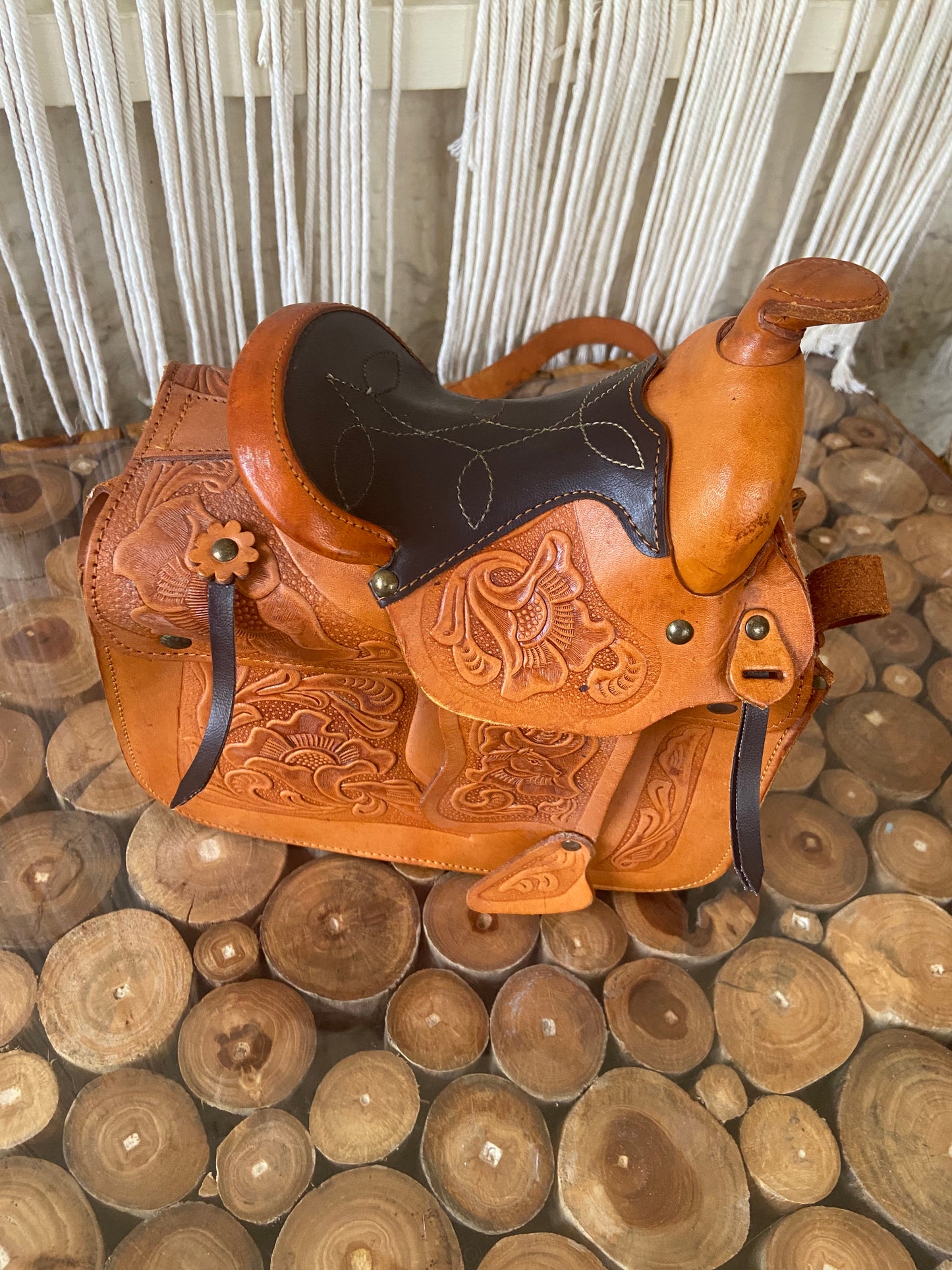 Tooled Leather Saddle Purse