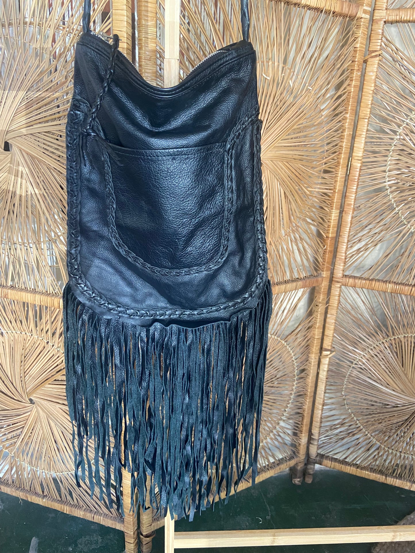 Leather Fringe Crossbody Bag