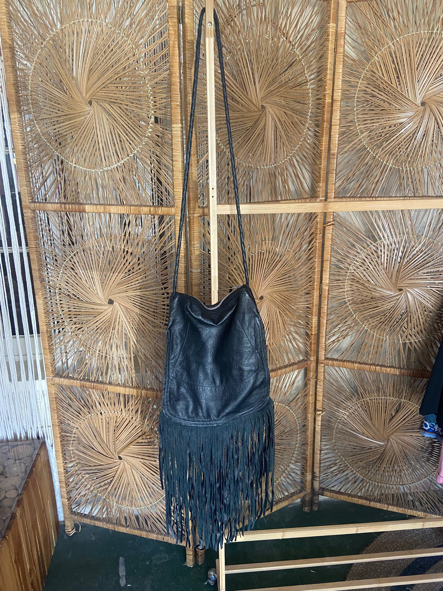 Leather Fringe Crossbody Bag