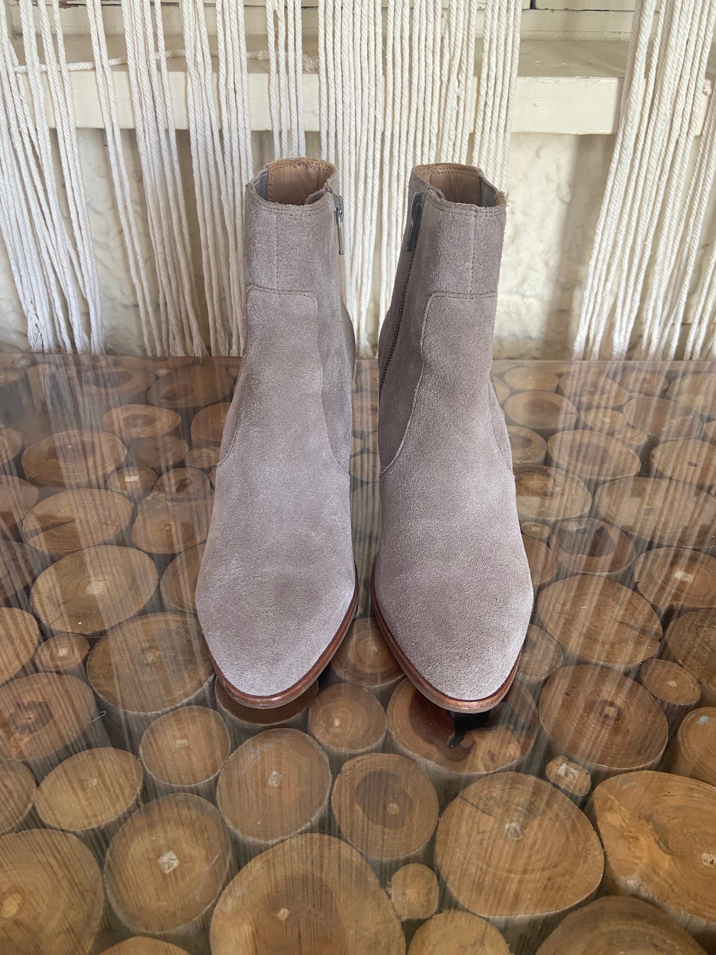 Gray Suede Booties